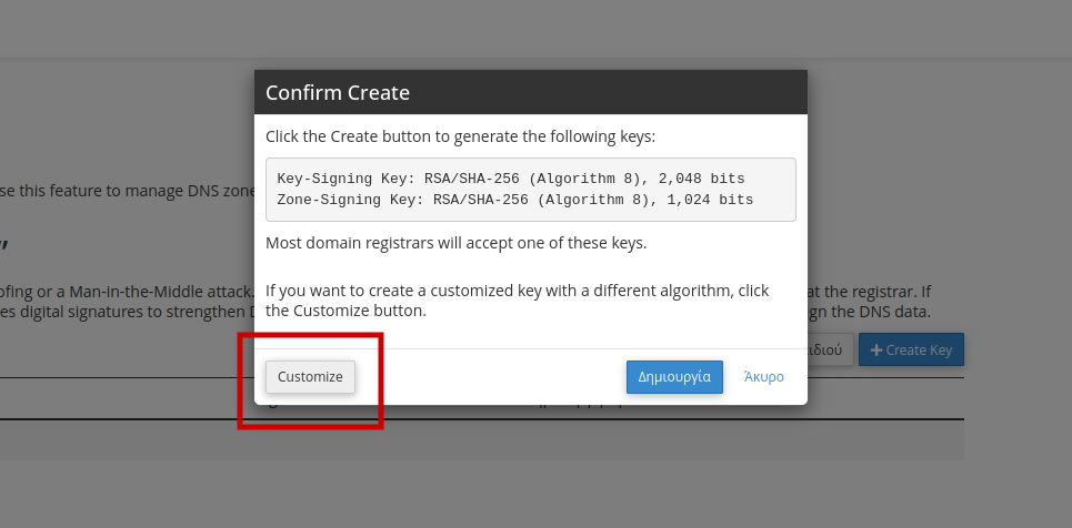 Επιλογή Customize