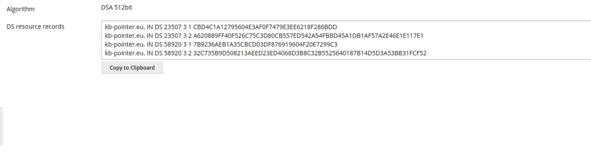 Καρτέλα DS εγγραφών στο Plesk