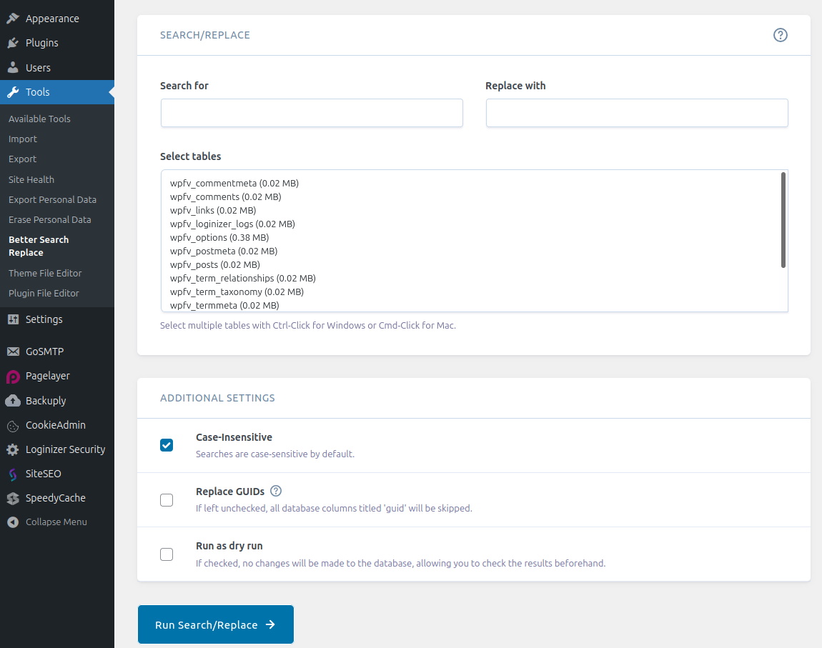 Better Search Replace