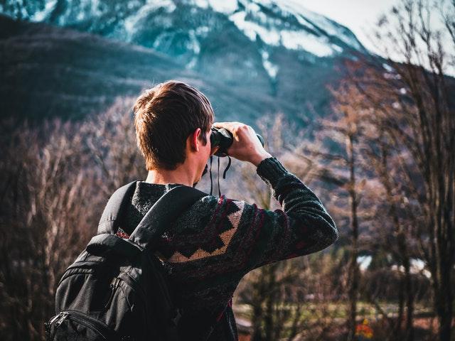 man exploring in nature